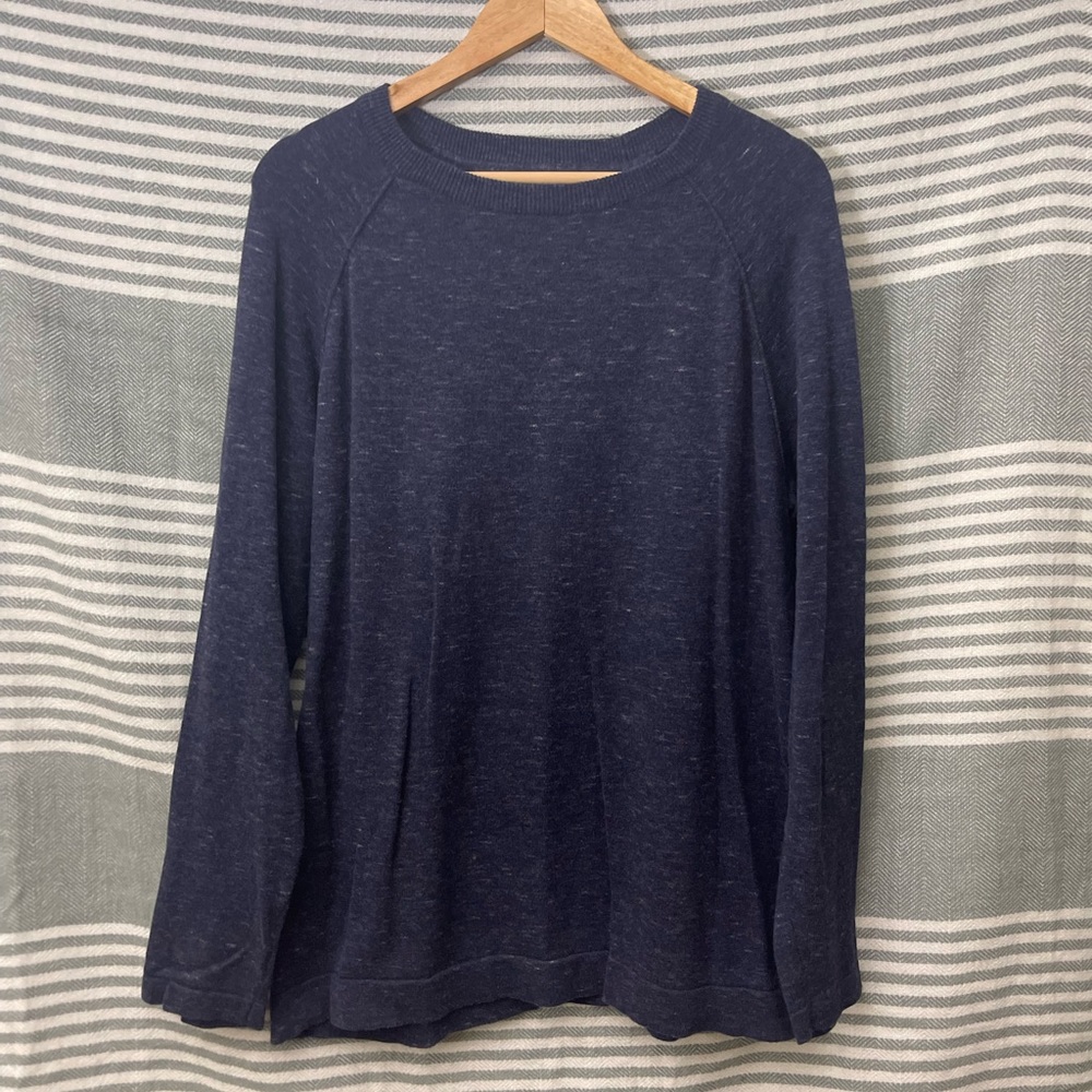 Porter + Ash Men’s Navy Cotton Marled Crewneck Sweater Size‎ Large